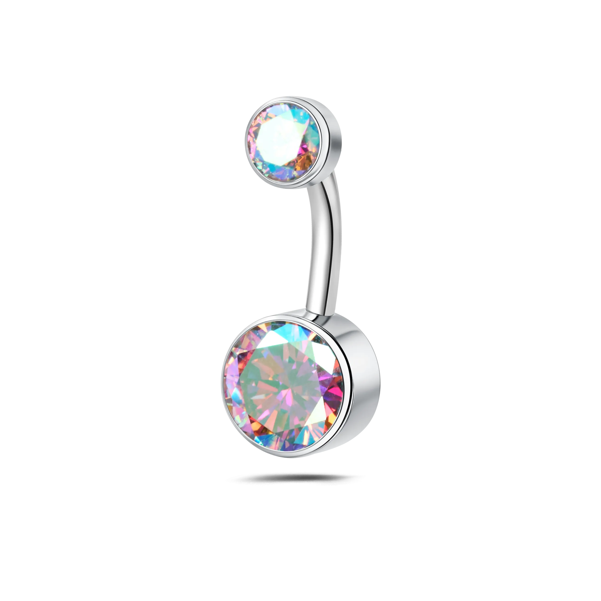 Piercing ombelico base piatta multicolor in argento