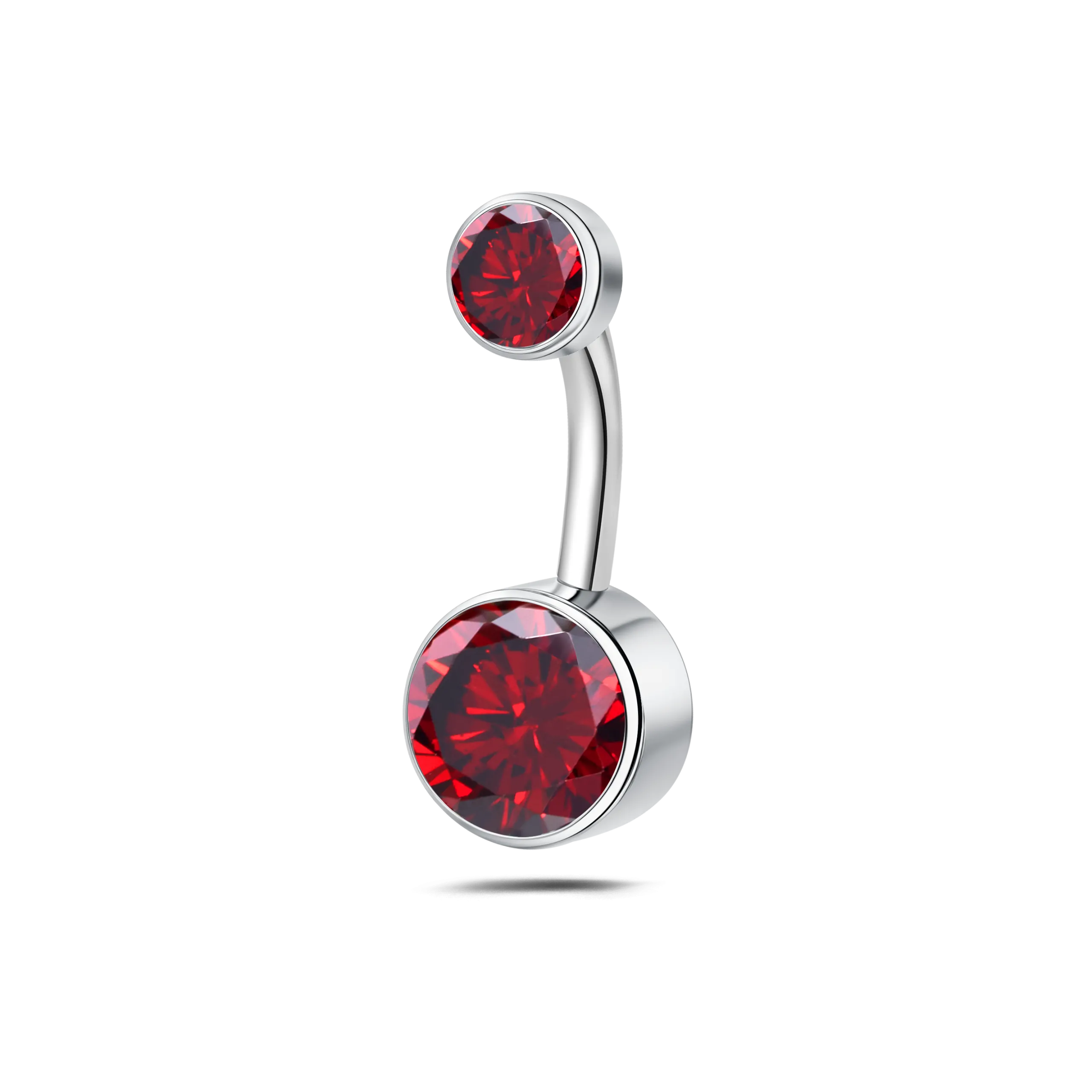 Piercing ombelico base piatta rosso in argento