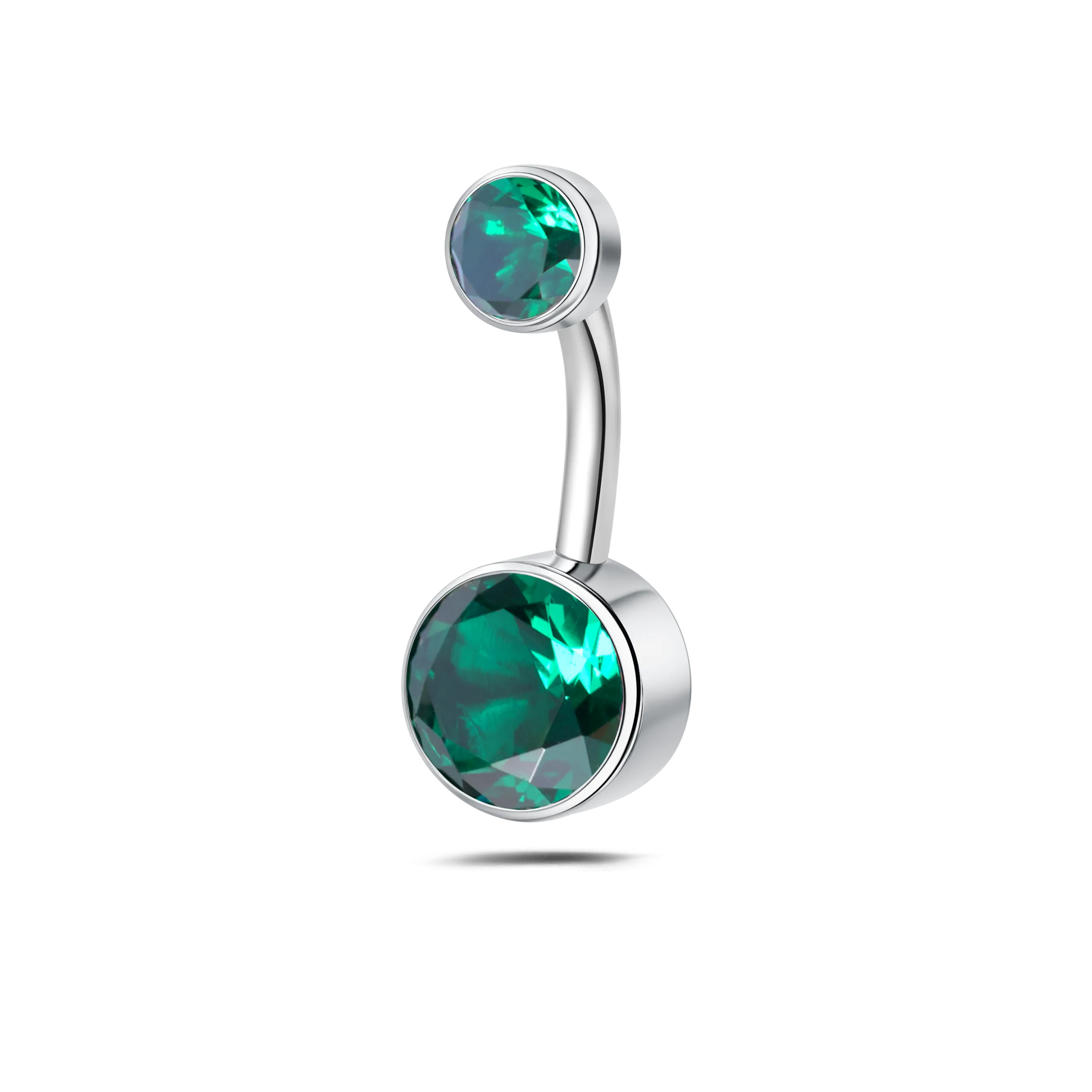 Piercing ombelico base piatta verde in argento