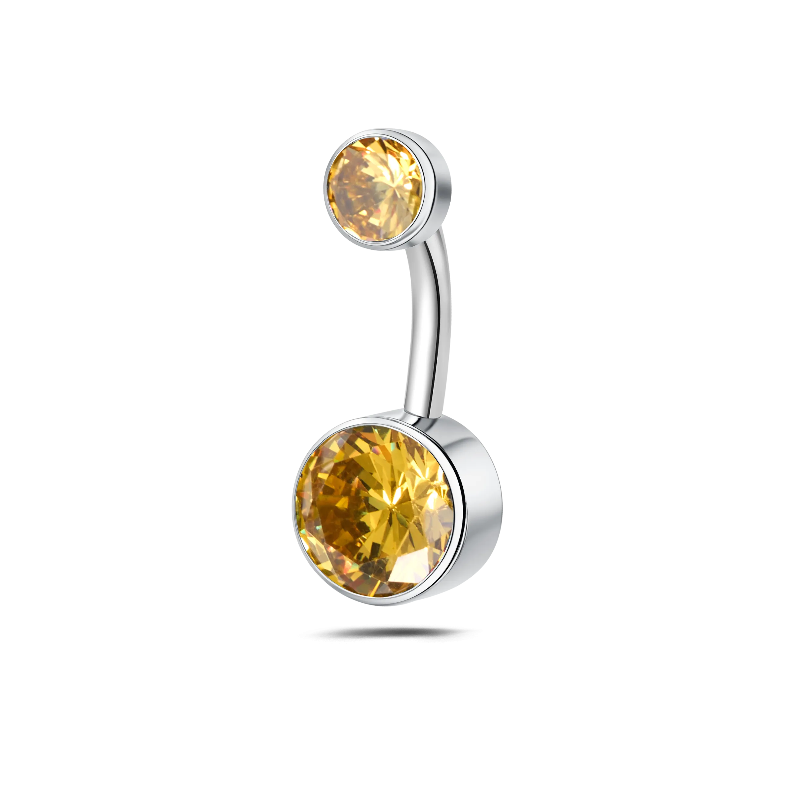 Piercing ombelico base piatta gialla in argento