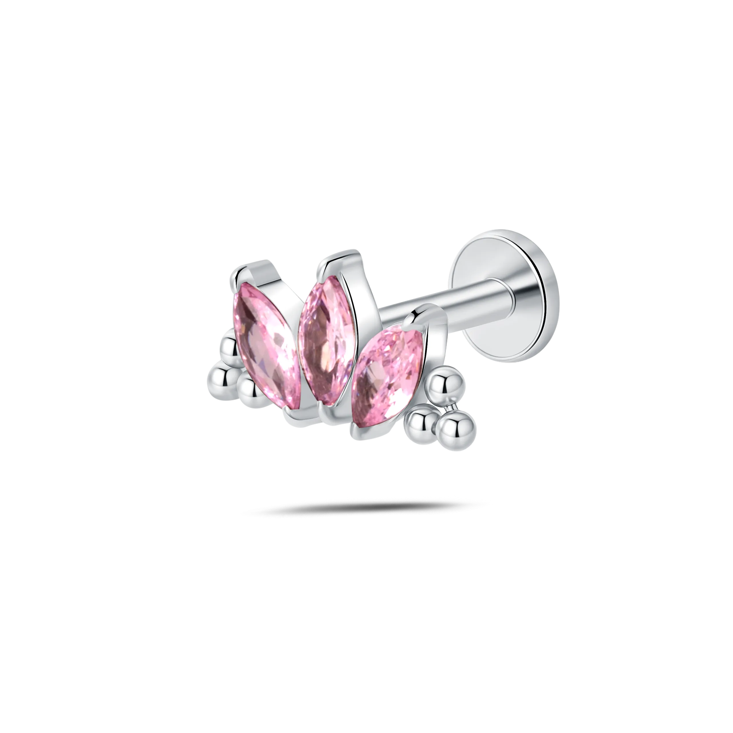 Piercing orecchio/naso/bocca loto di ghiaccio rosa in argento