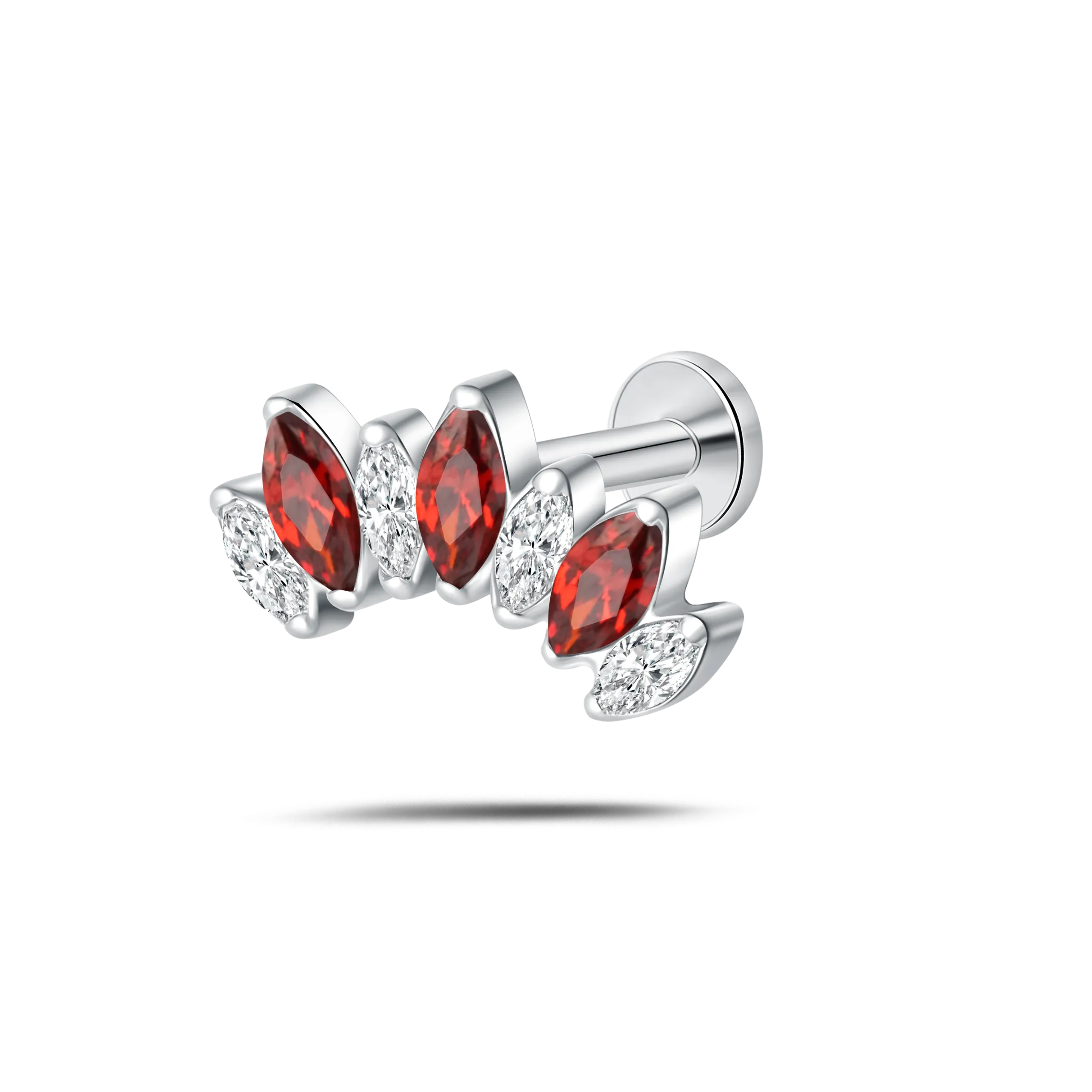 Piercing orecchio corona delux rossa e bianca in argento