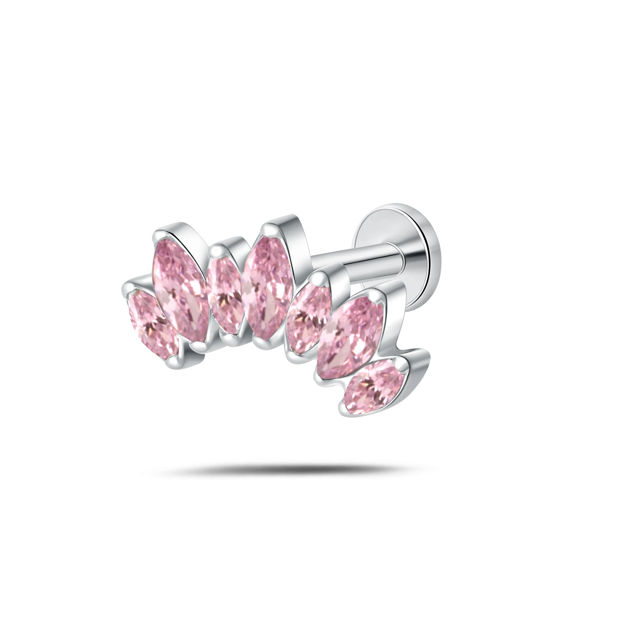 Piercing orecchio corona delux rosa in argento