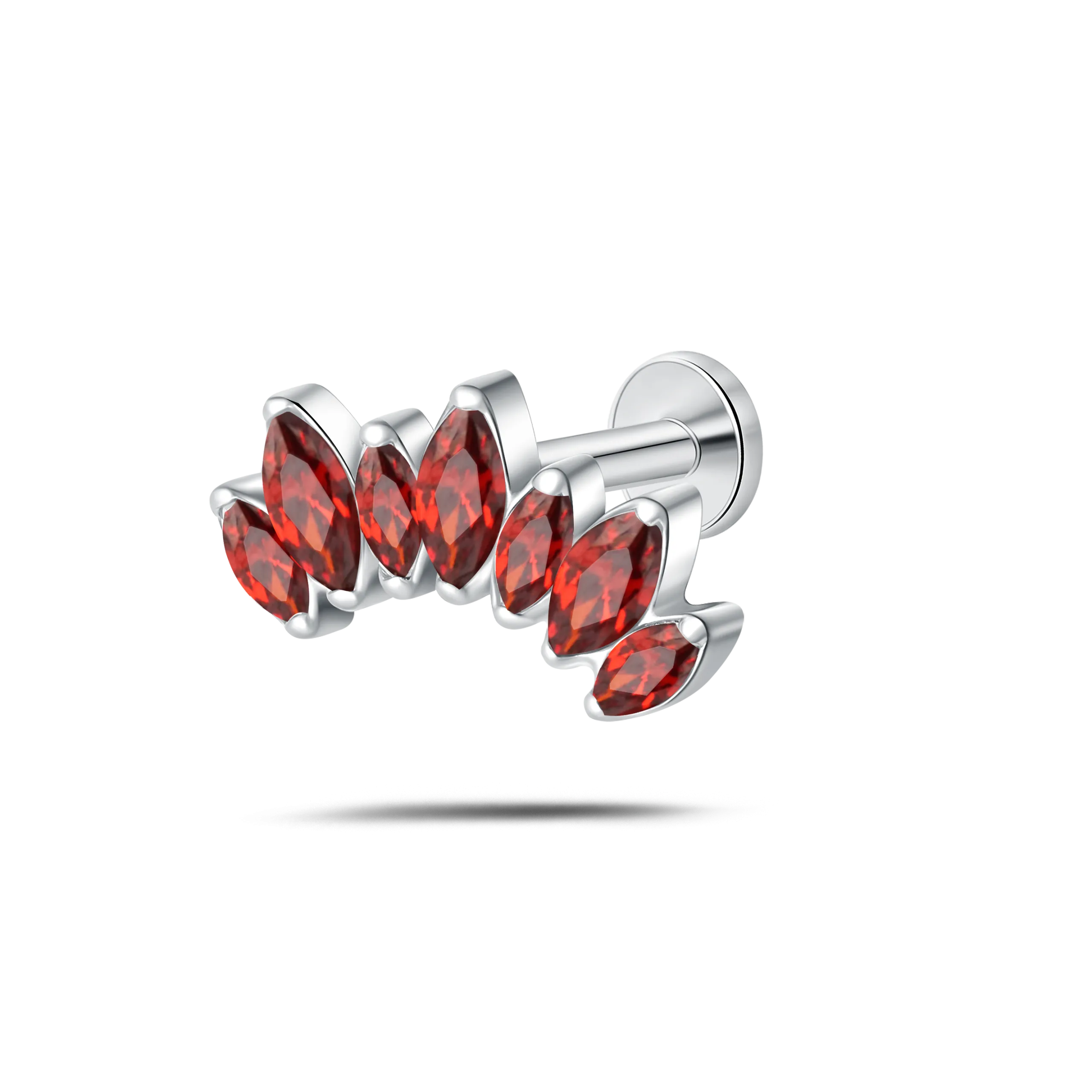 Piercing orecchio corona delux rossa in argento