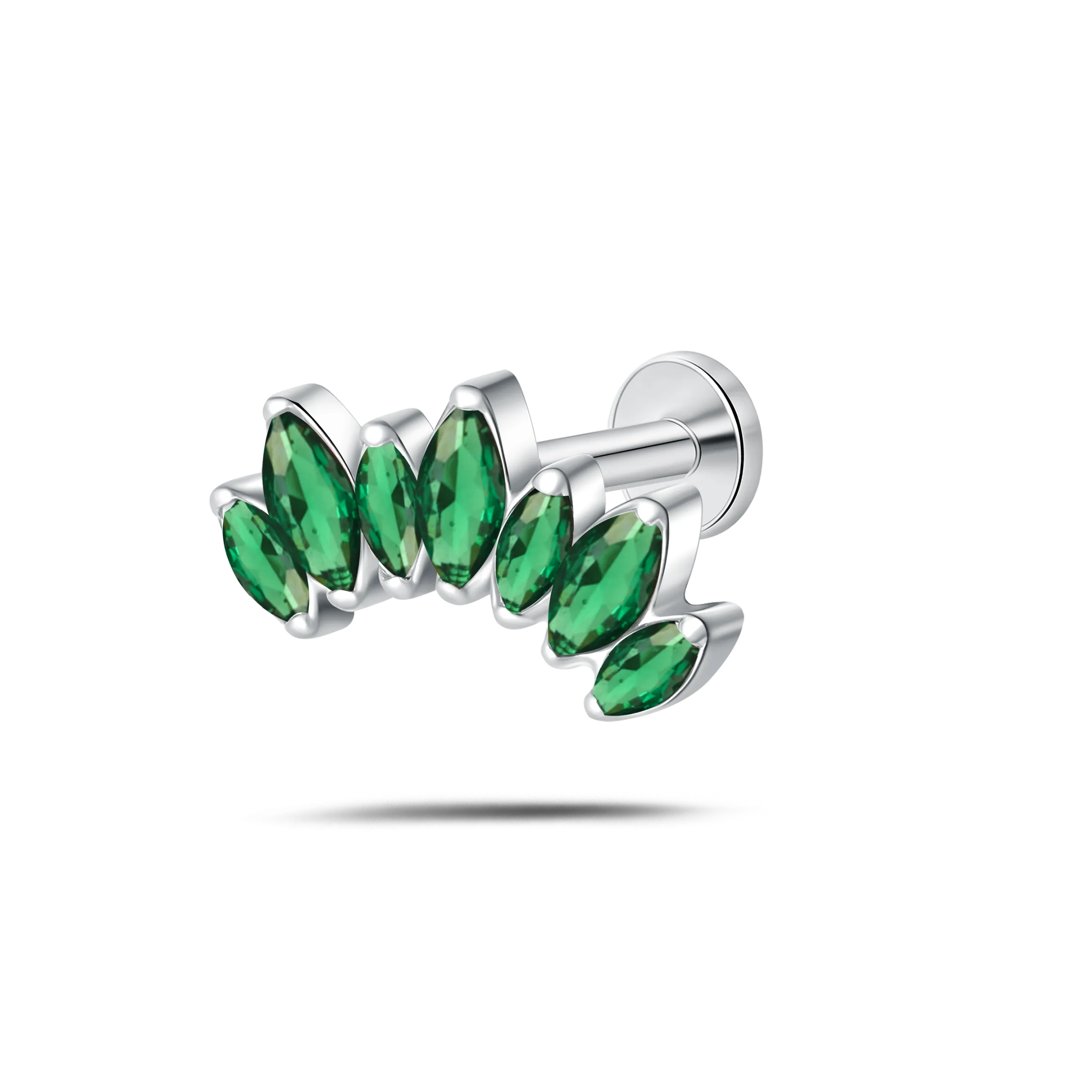 Piercing orecchio corona delux verde in argento