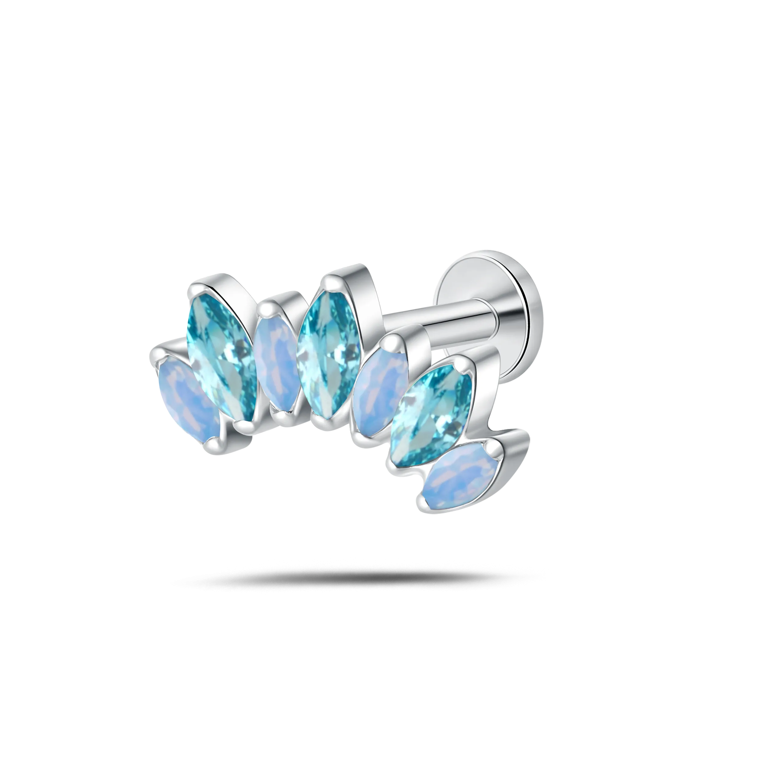 Piercing orecchio corona delux sky blue in argento
