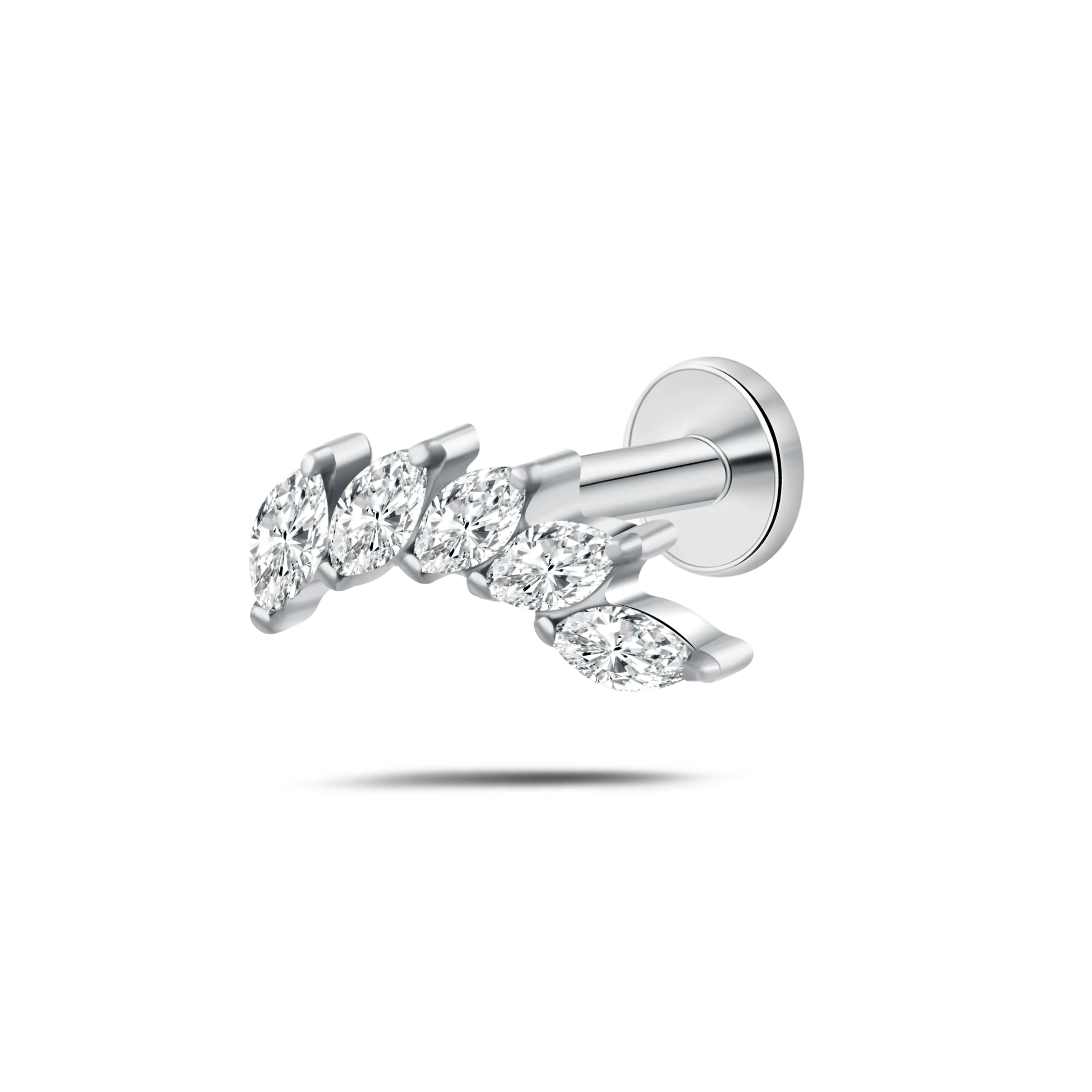 Piercing orecchio/naso foglia di cristallo bianca in argento