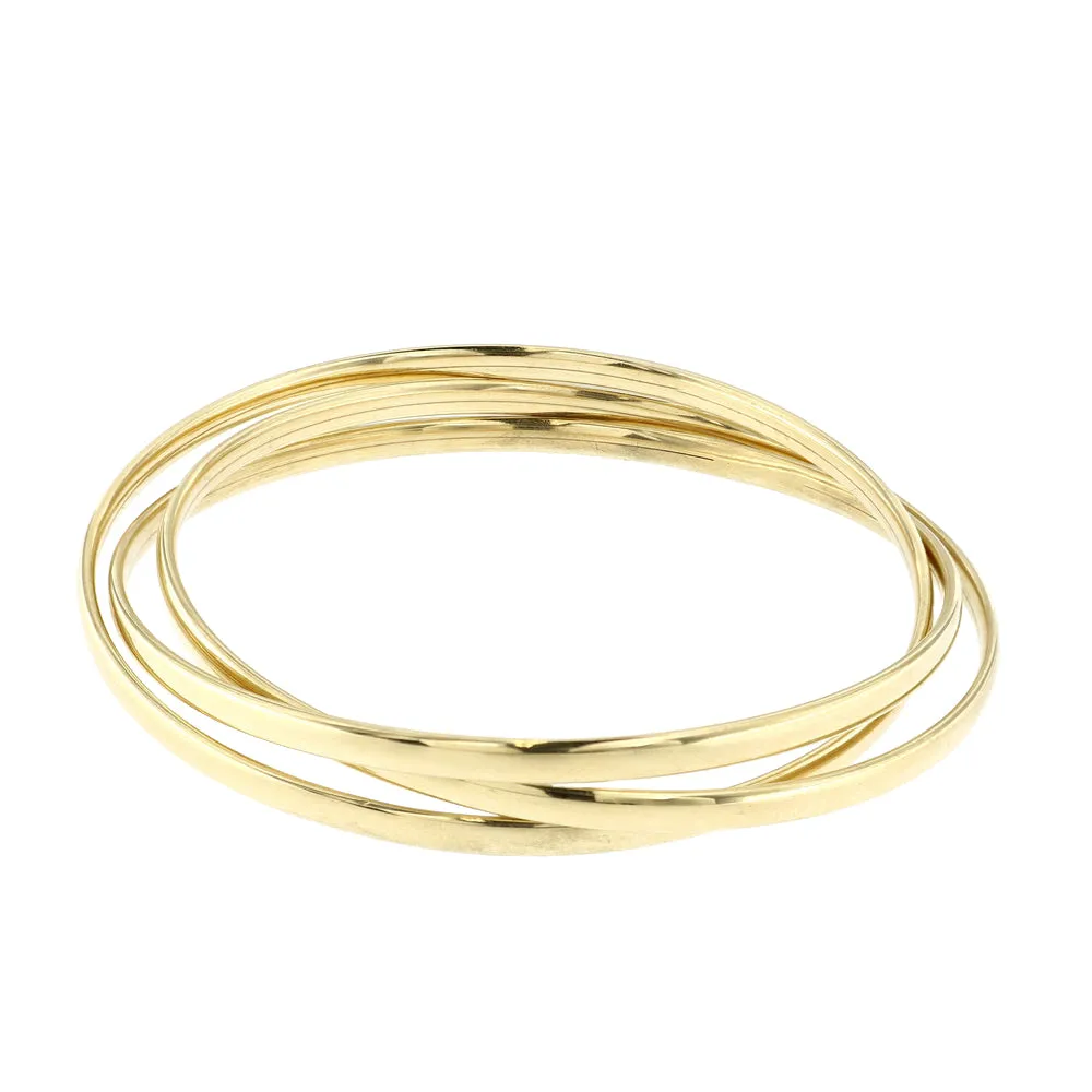 Bracciale schiava 3 cerchi rigidi intrecciati in Argento placcato Oro