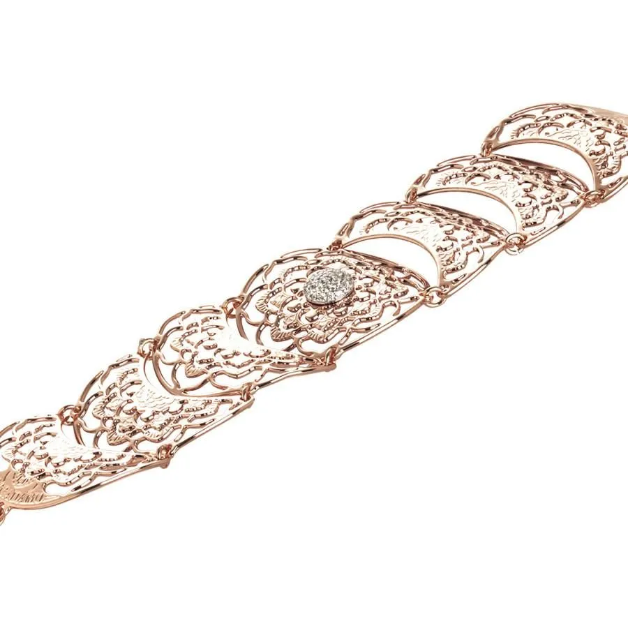 Bracciale modulare rosato con mandala e zirconi
