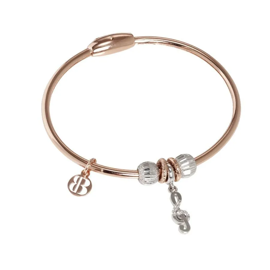 Bracciale placcato oro rosa con charm a forma di chiave di violino