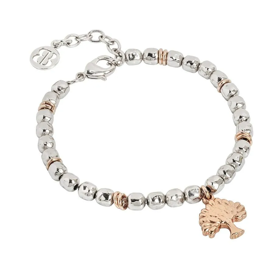 Bracciale beads con albero della vita rosato