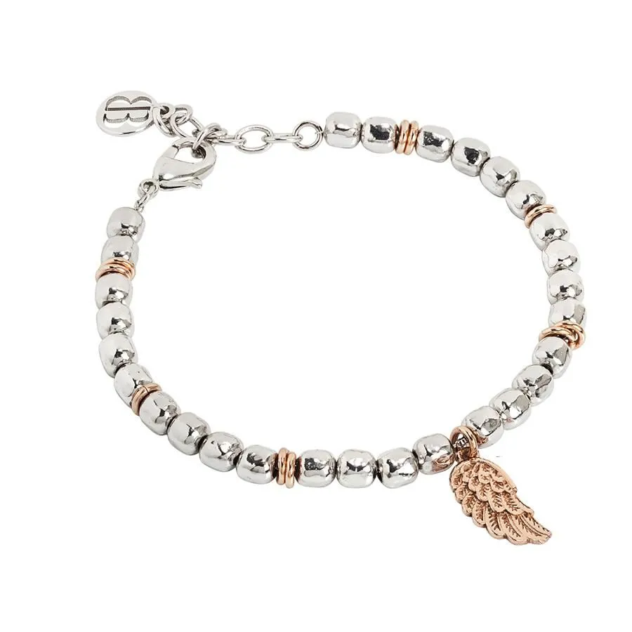 Bracciale beads con ala d'angelo rosata
