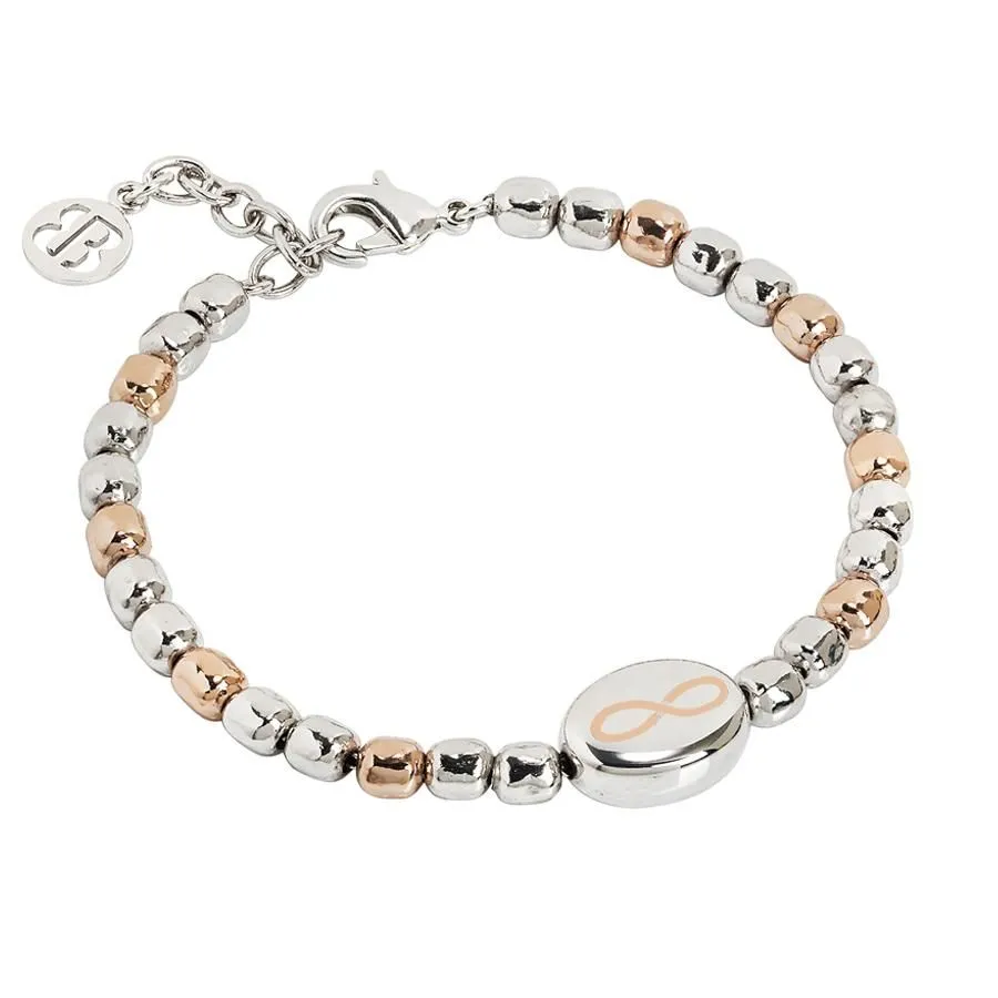 Bracciale beads bicolor con infinito laserato