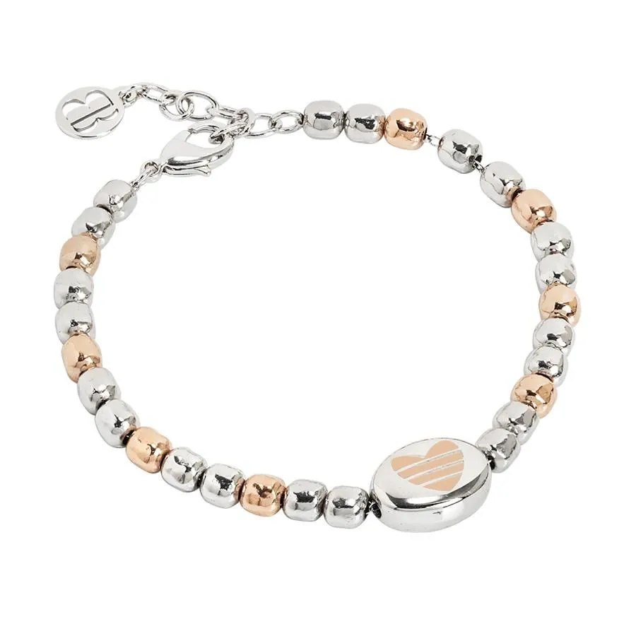 Bracciale beads bicolor con cuore laserato