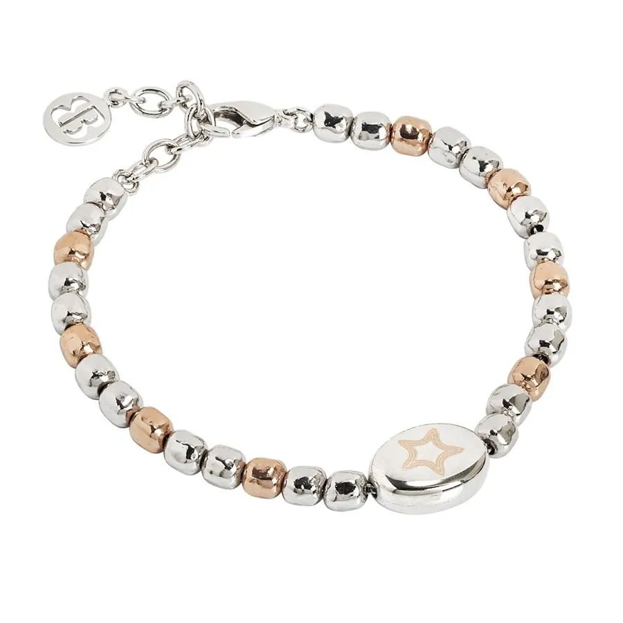 Bracciale beads bicolor con stella laserata