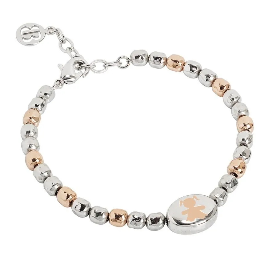 Bracciale beads bicolor con bimba laserata