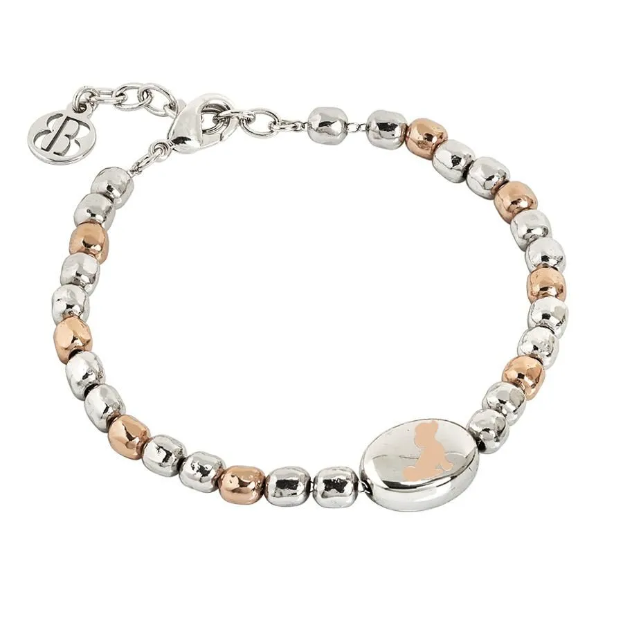 Bracciale beads bicolor con cane laserato