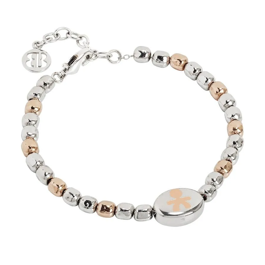 Bracciale beads bicolor con bimbo laserato