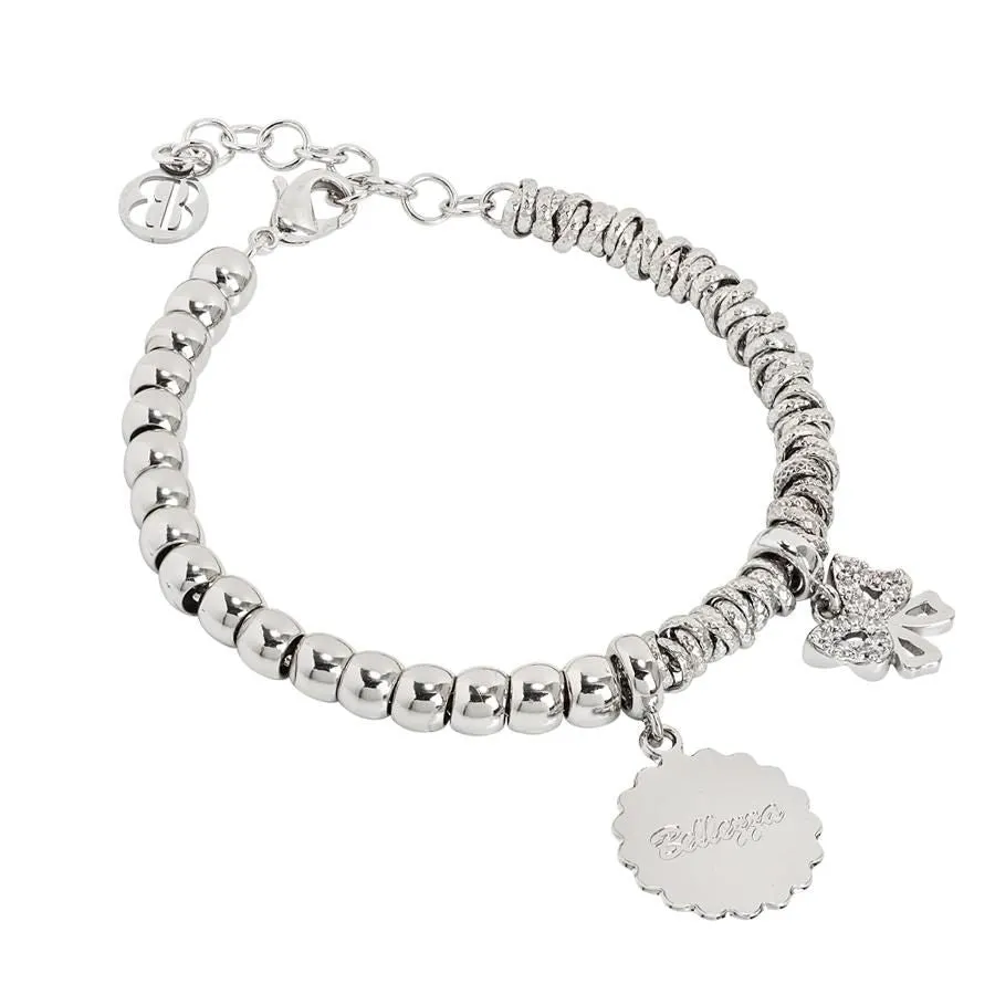 Bracciale beads con medaglietta "Bellezza" e fiocco zirconato