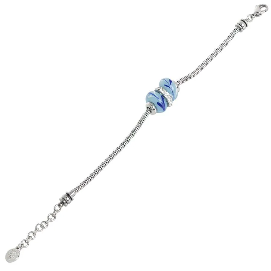 Bracciale morbido con murrine blu e strass