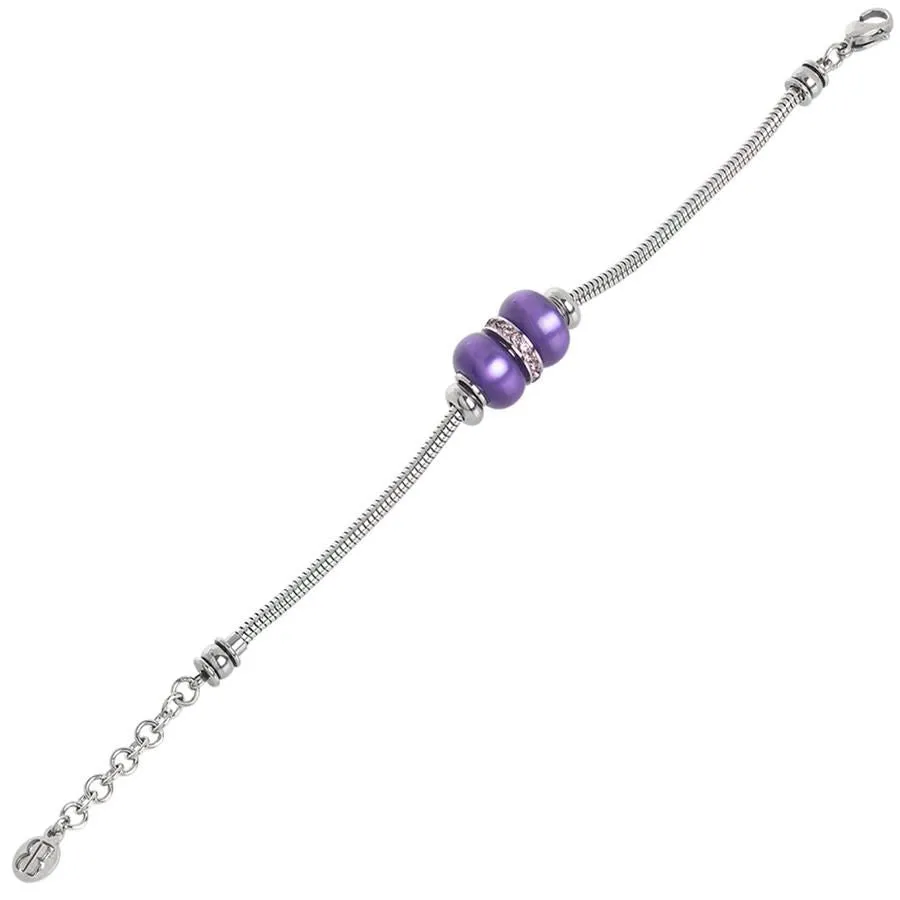 Bracciale morbido con passanti viola e strass