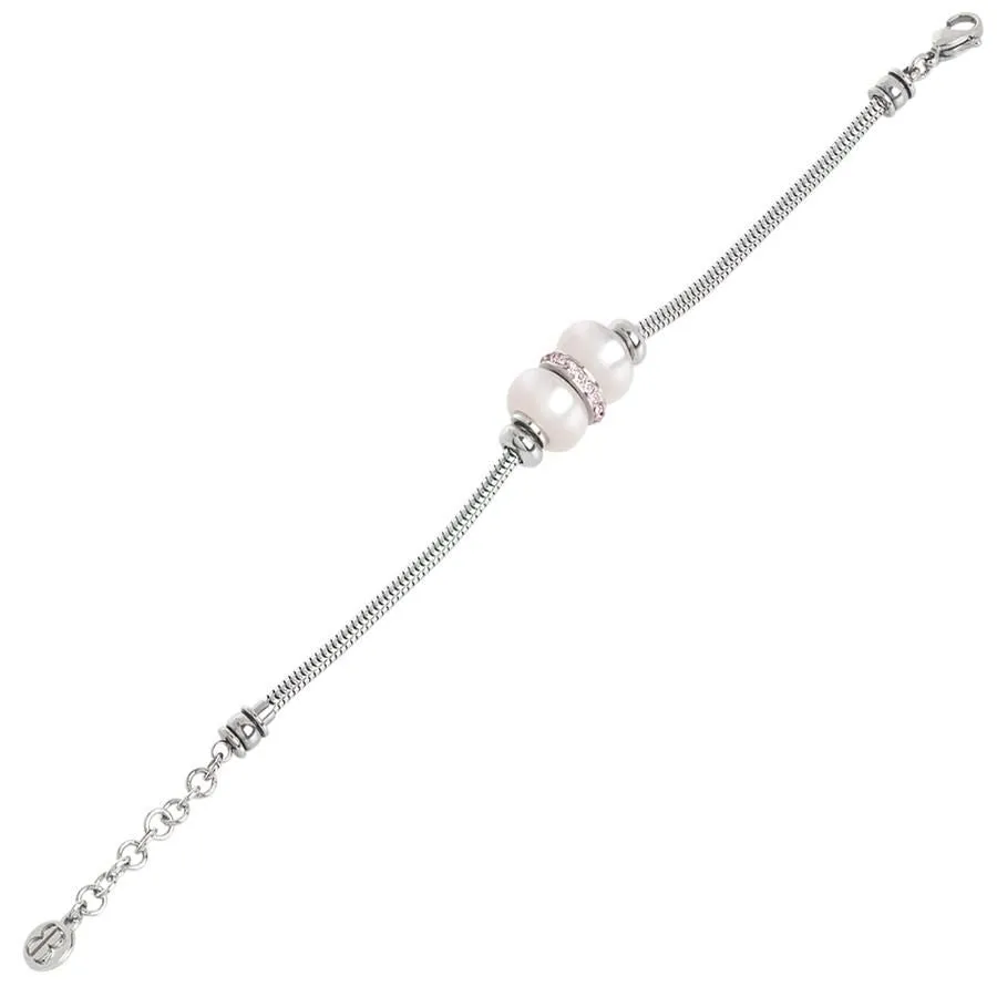 Bracciale morbido con passanti bianchi e strass