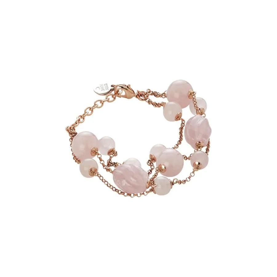 Bracciale  con quarzo rosa e quarzo rosa torchon