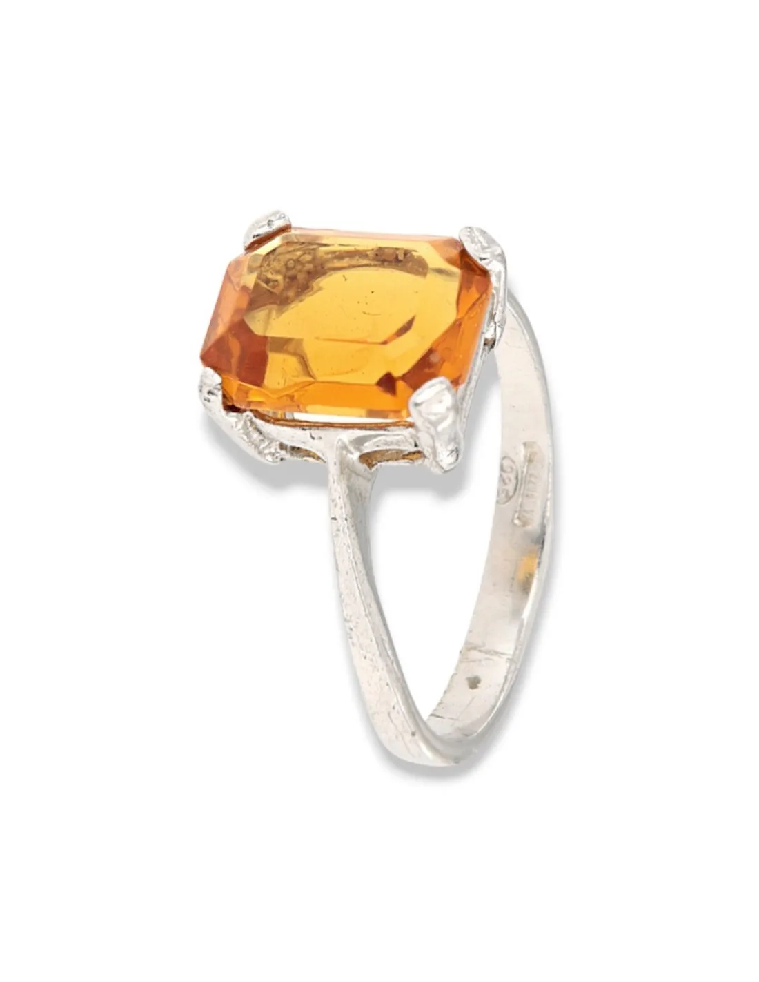 ANELLO ARGENTO RODIATO INIZIALE M E SMALTO PANNA