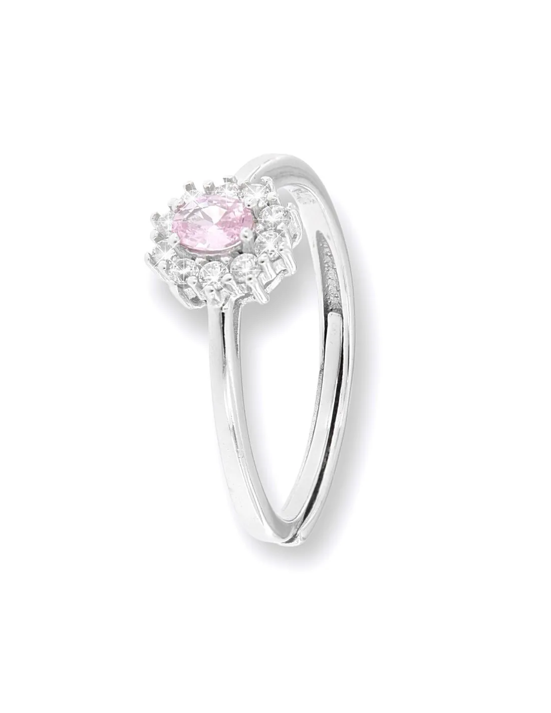 Anello Argento Rodiato Principessa Rosa 4x3MM