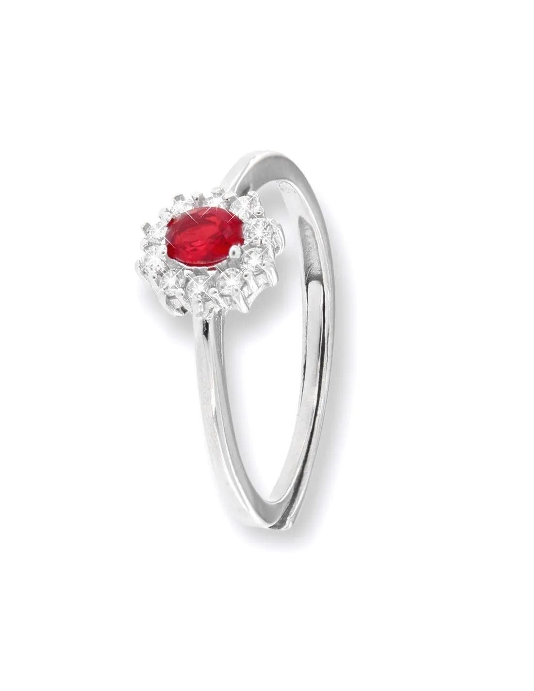 Anello Argento Rodiato Principessa Rossa 3x4MM