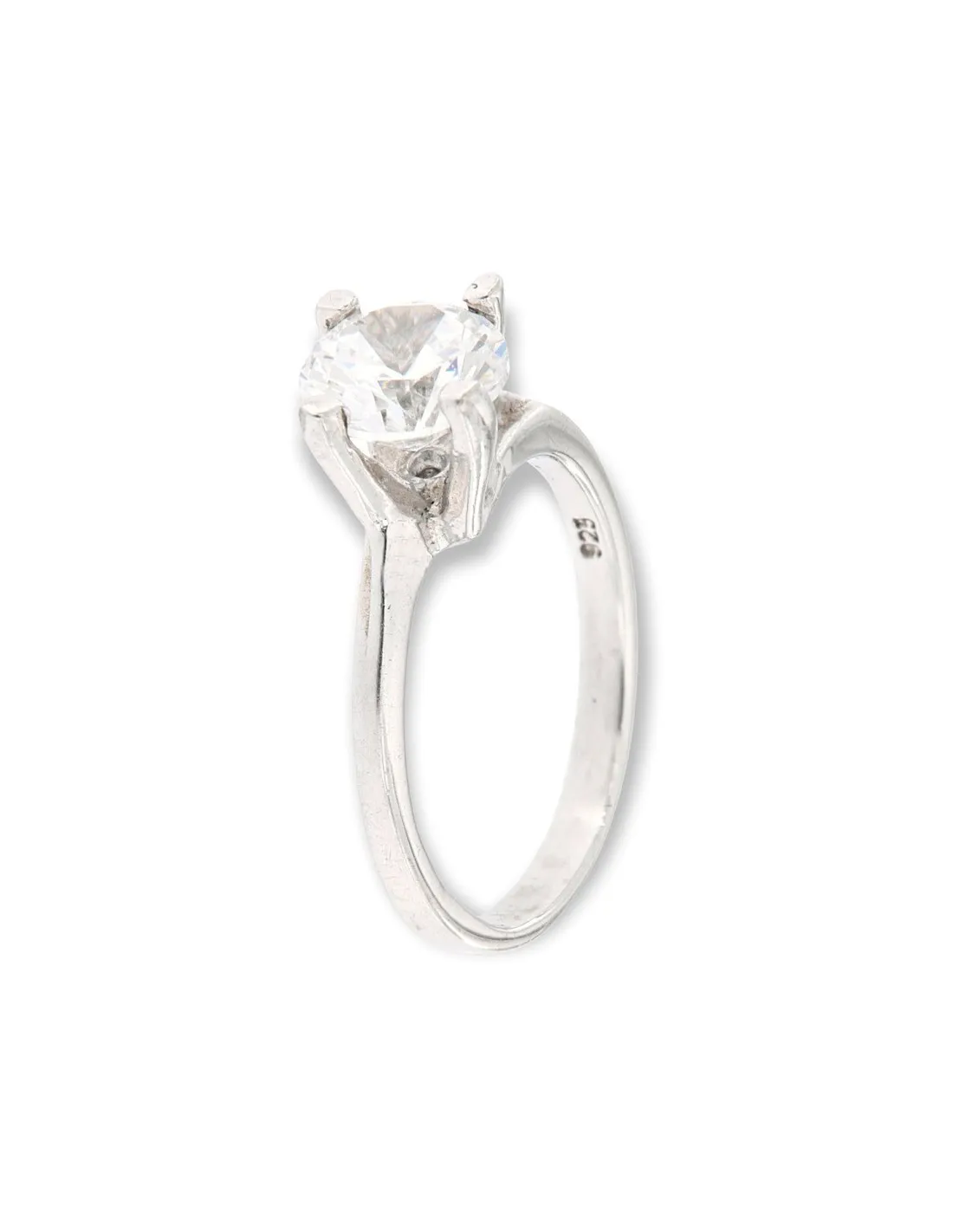 Anello Argento Rodiato Solitario Modello Valentino