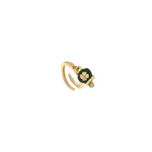 Anello con campanella portafortuna verde con quadrifoglio