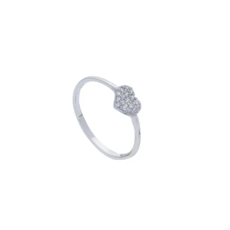 Anello Cuore Oro Bianco 9kt E Zirconi