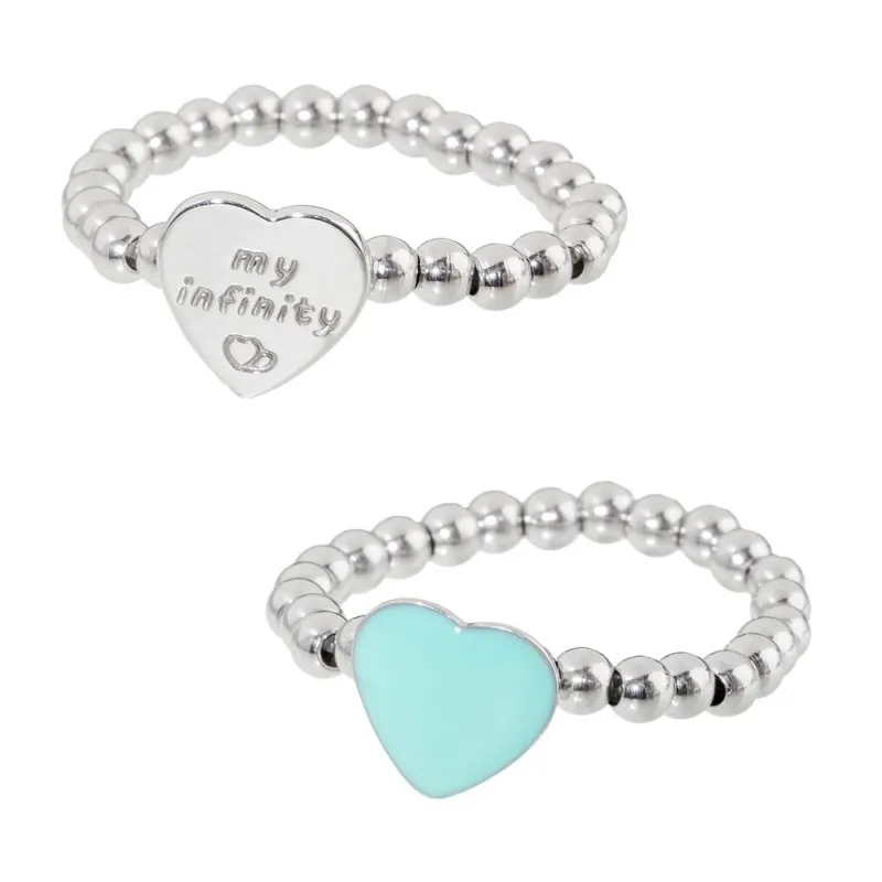 Anello elastico con sfere e cuore