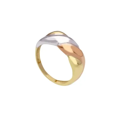 Anello Fasce Tre Ori 9kt Bombate