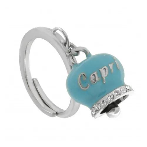 Anello in acciao con campanella turchese Amo Capri