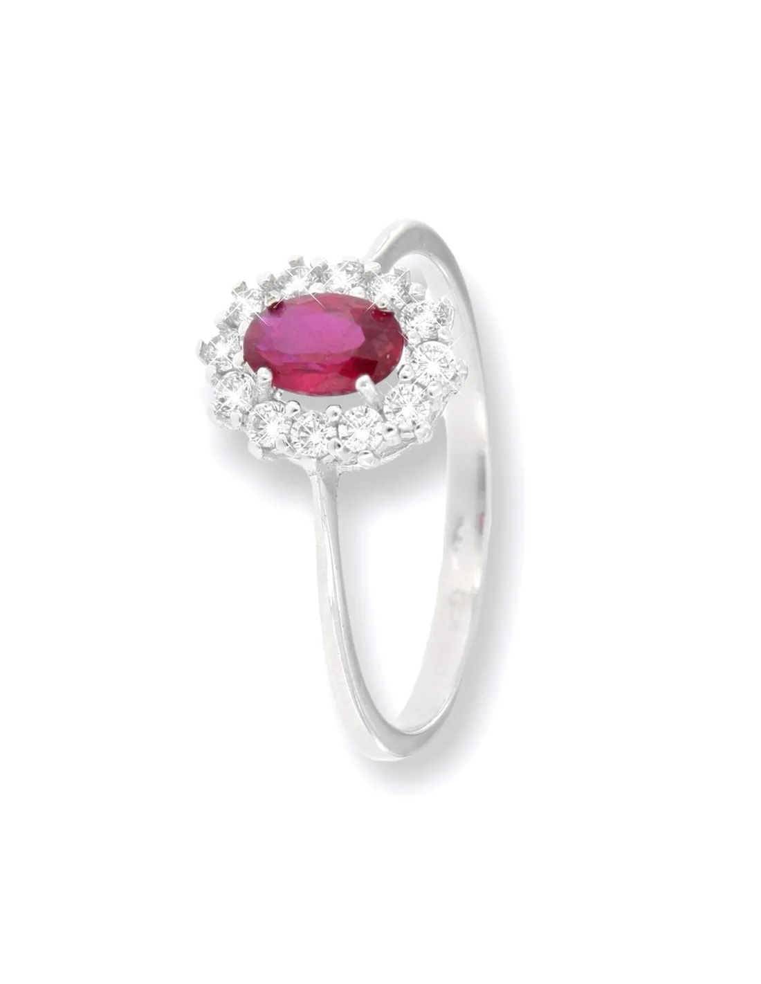 Anello Oro Bianco Principessa Rossa 6x4MM