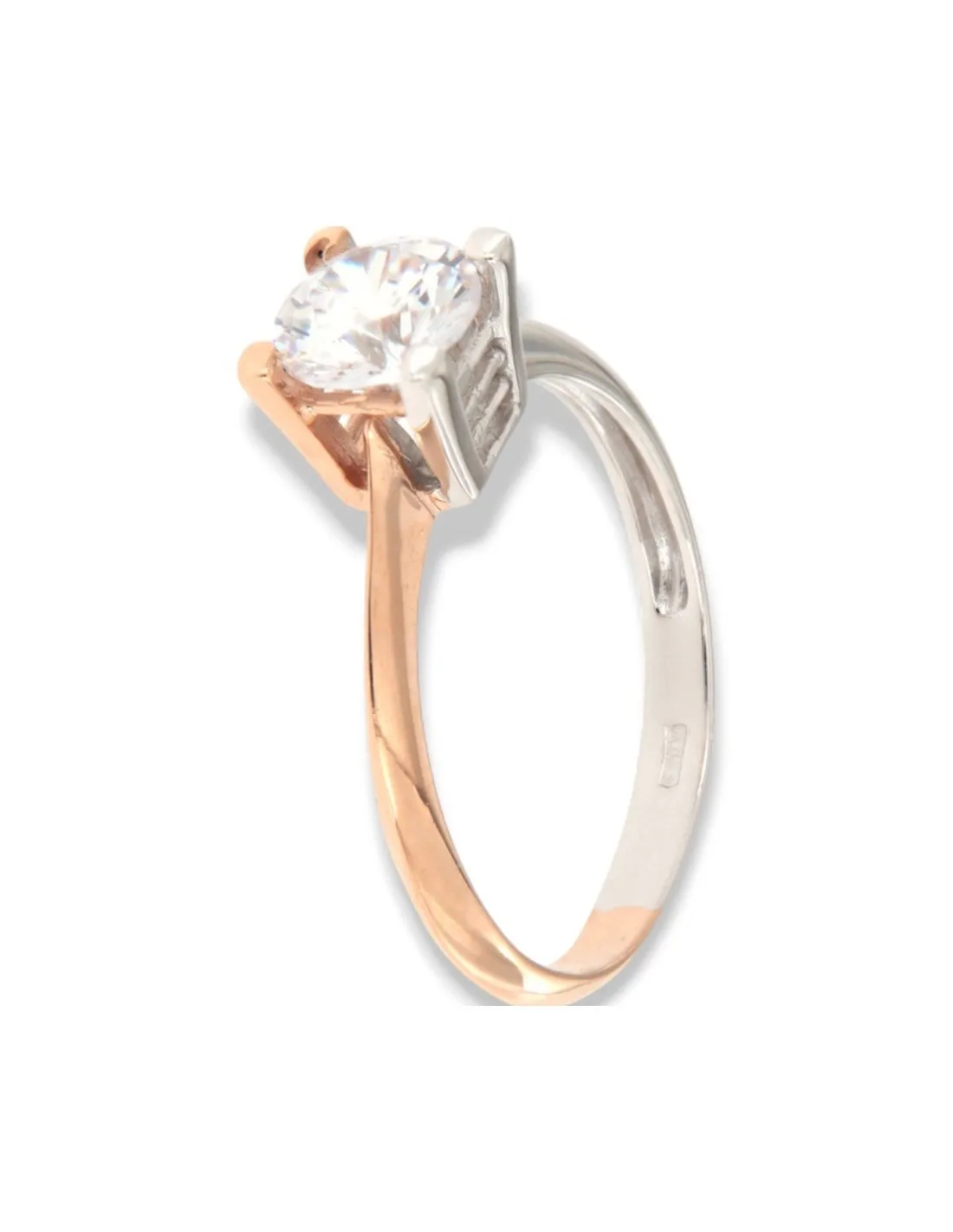 Anello Oro Bianco/Rosa Solitario 2,25GR