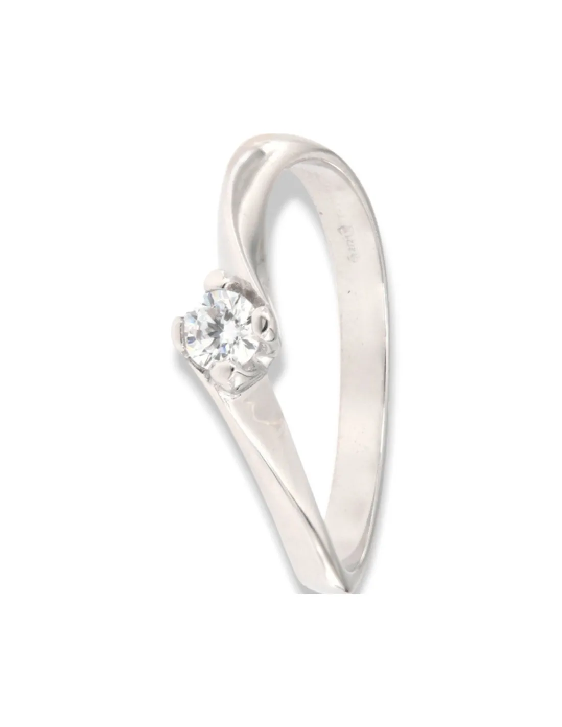 Anello Oro Bianco Solitario Vortice 2,75GR