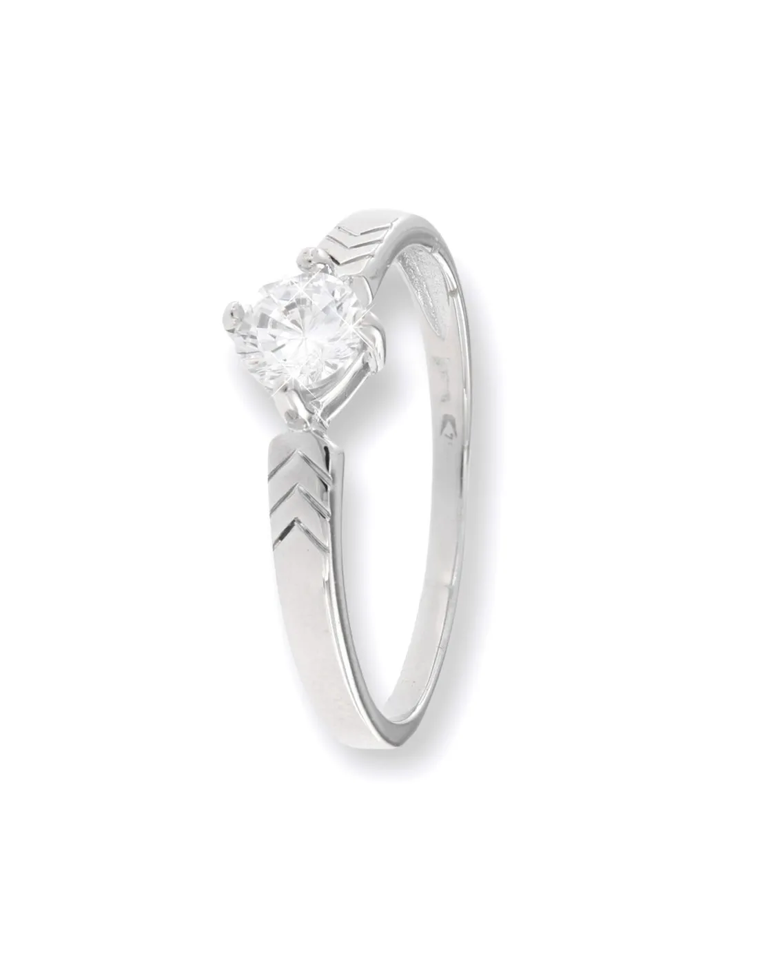 Anello Oro Bianco Solitario Zircone 5MM