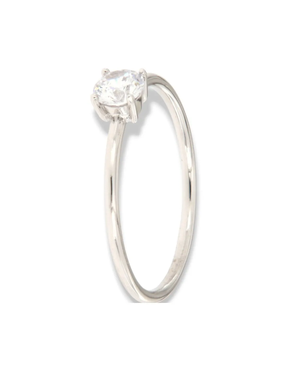 Anello Oro Bianco Solitario Zircone Bianco 1,50GR