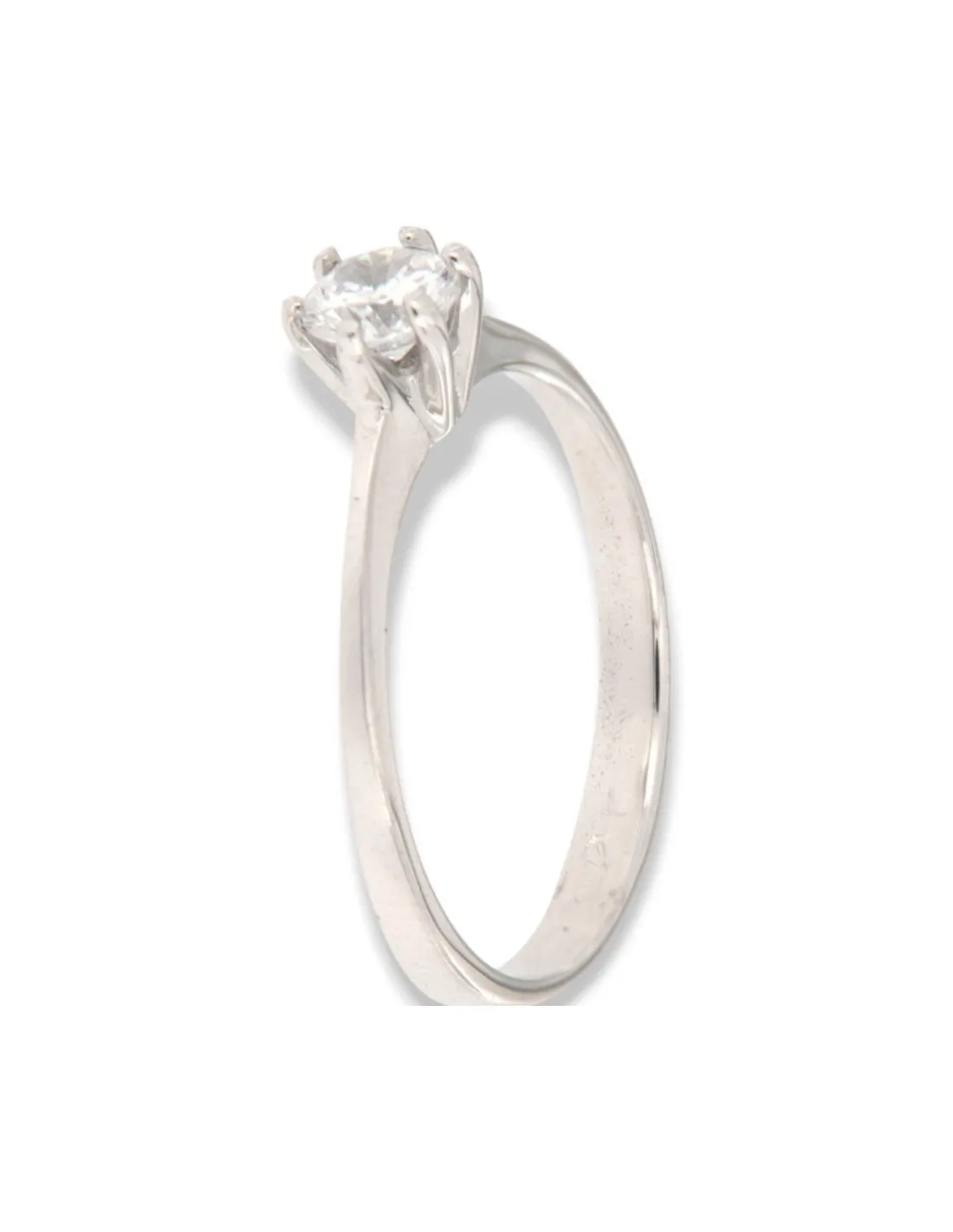 Anello Oro Bianco Solitario Zircone Bianco 1,85GR