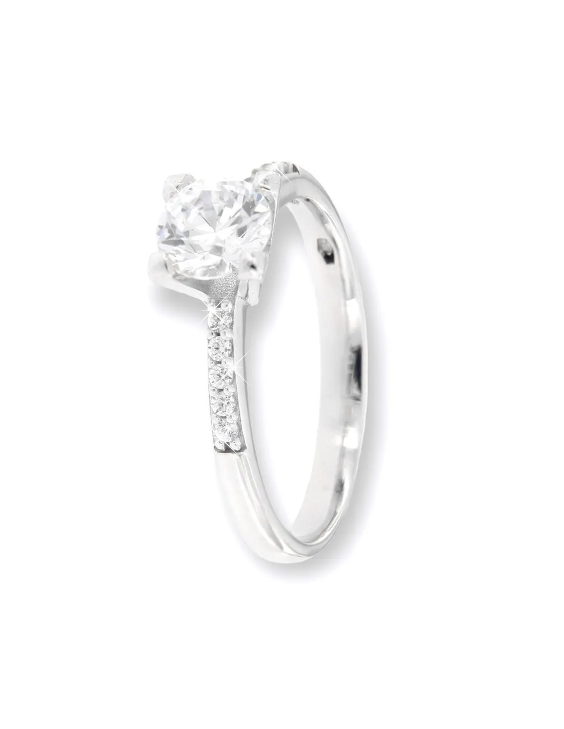 Anello Oro Bianco Solitario Zirconi Bianchi