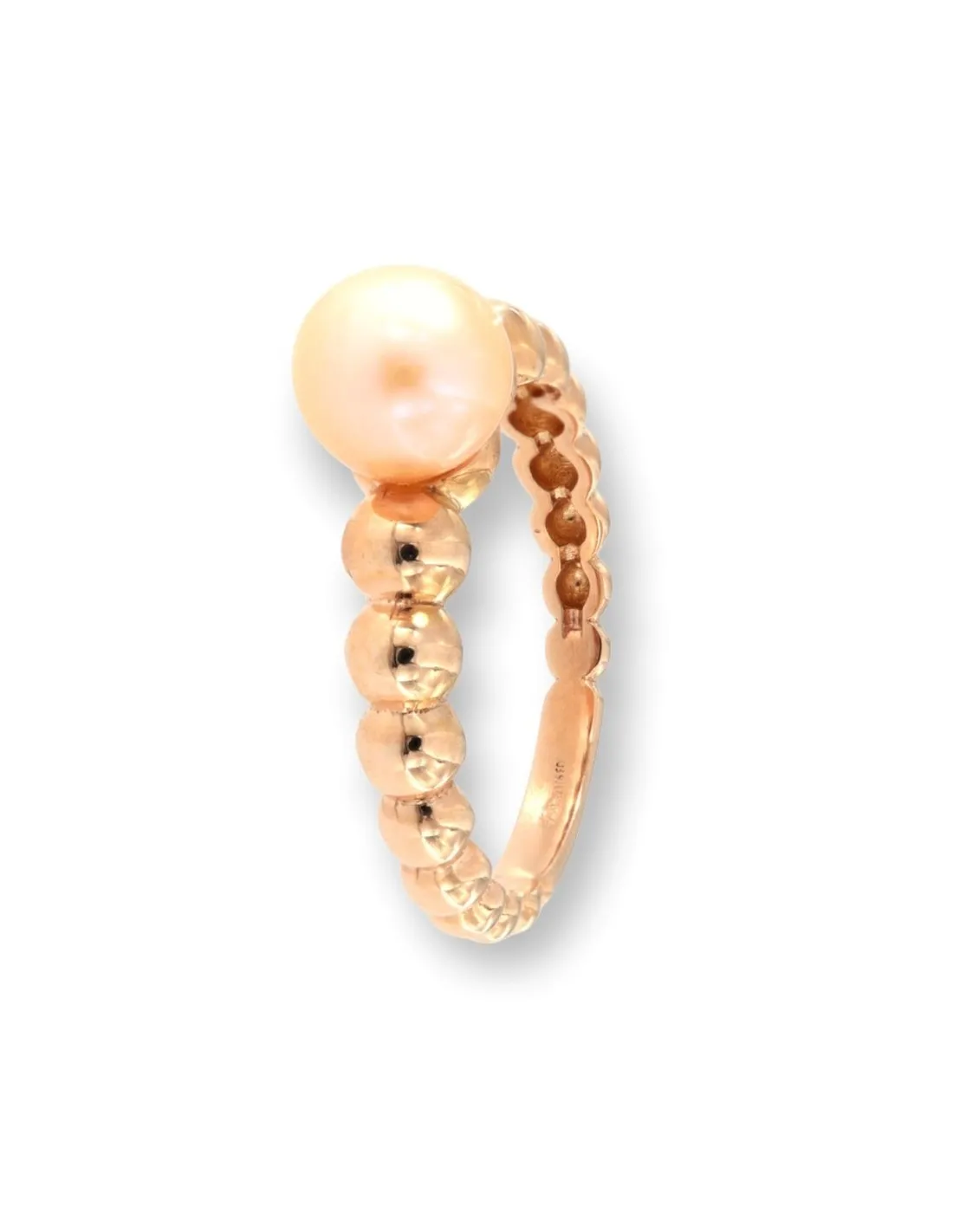 Anello Oro Rosa Sfere Con Perla Naturale 7MM