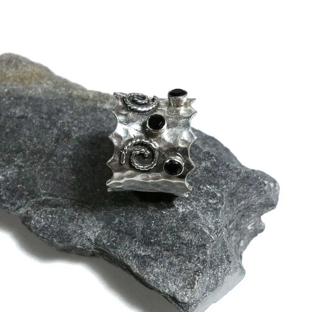 925 Silver Band Ring Black ONYX Stone Ring