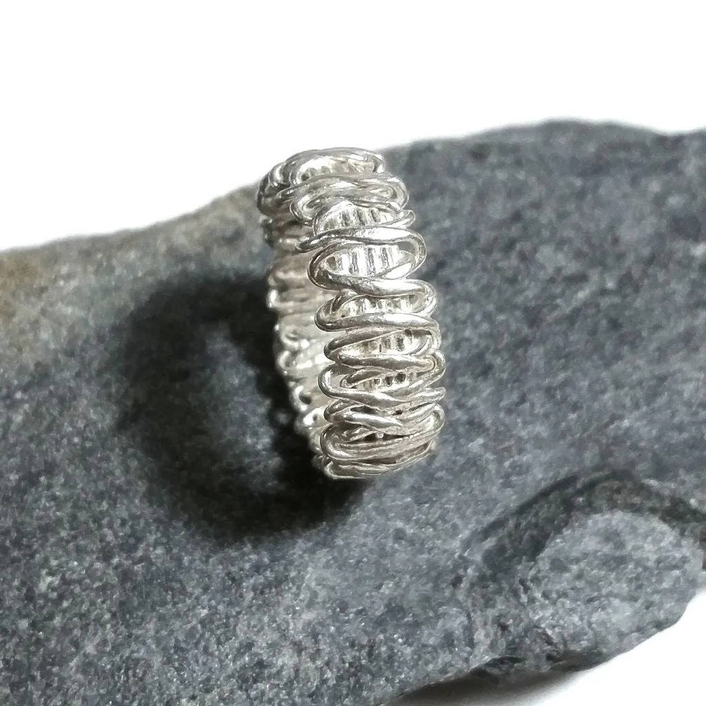 925 silver band ring Silver ring - WAVE