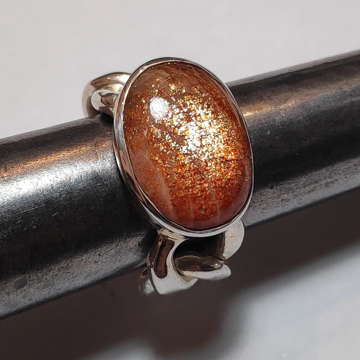 925 Silber Sonnensteinring mit Kette