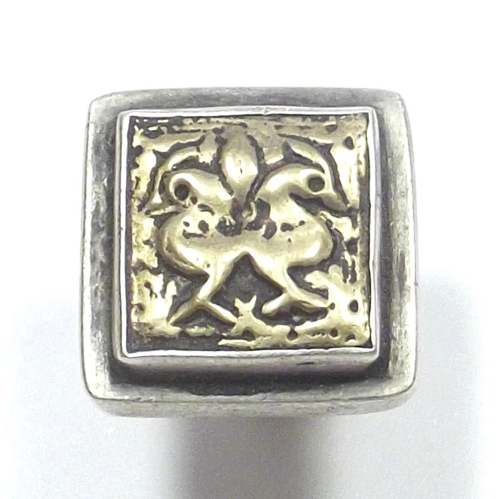 Antiksilberner ETHNISCHER SIEGEL-Ring - Pfauenemblem