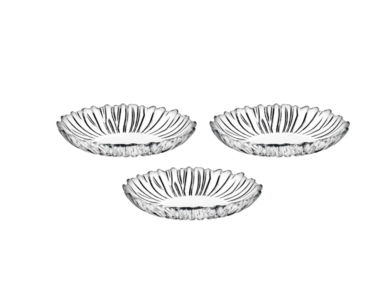 Pasabahce AURORA 10545 Kleine OVALE Servierteller 3er Set 15x10 cm