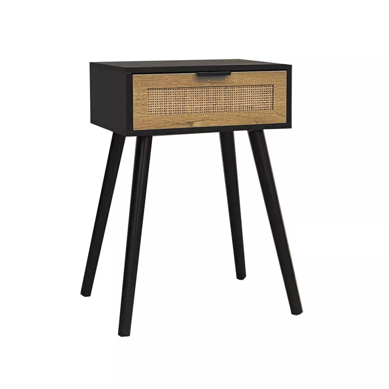 BALI - Nachttisch aus Rattan und schwarzem Holz